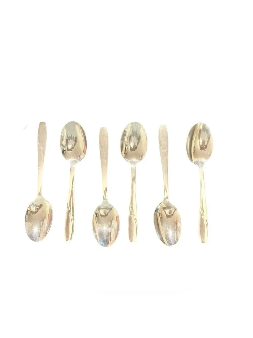 Six ATOMIC STAR Vintage Wallace Serving Soup Spoons 1950’s